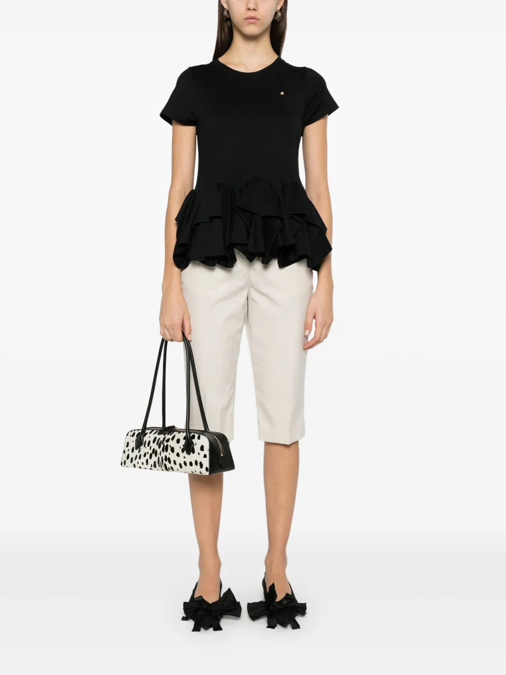 Viktor & Rolf T-shirt met peplum afwerking - Zwart