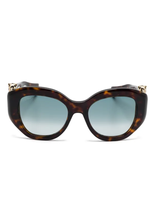 Cartier Eyewear Panthère De Cartier Geometric-frame Sunglasses in Brown