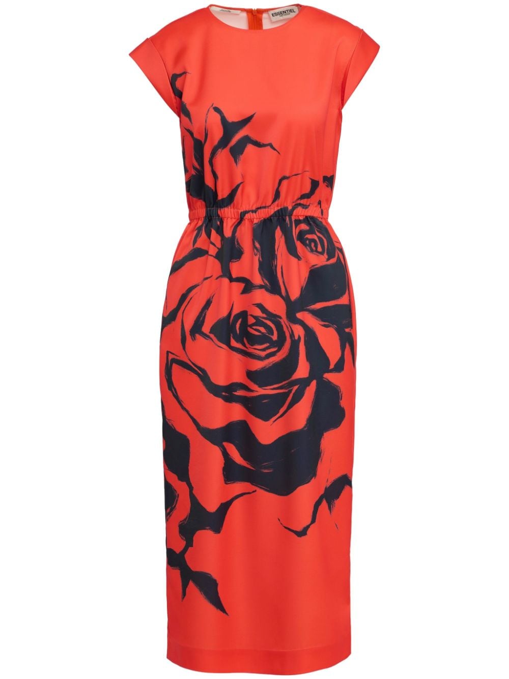 Essentiel Antwerp Giamond Floral-print Midi Dress In Orange