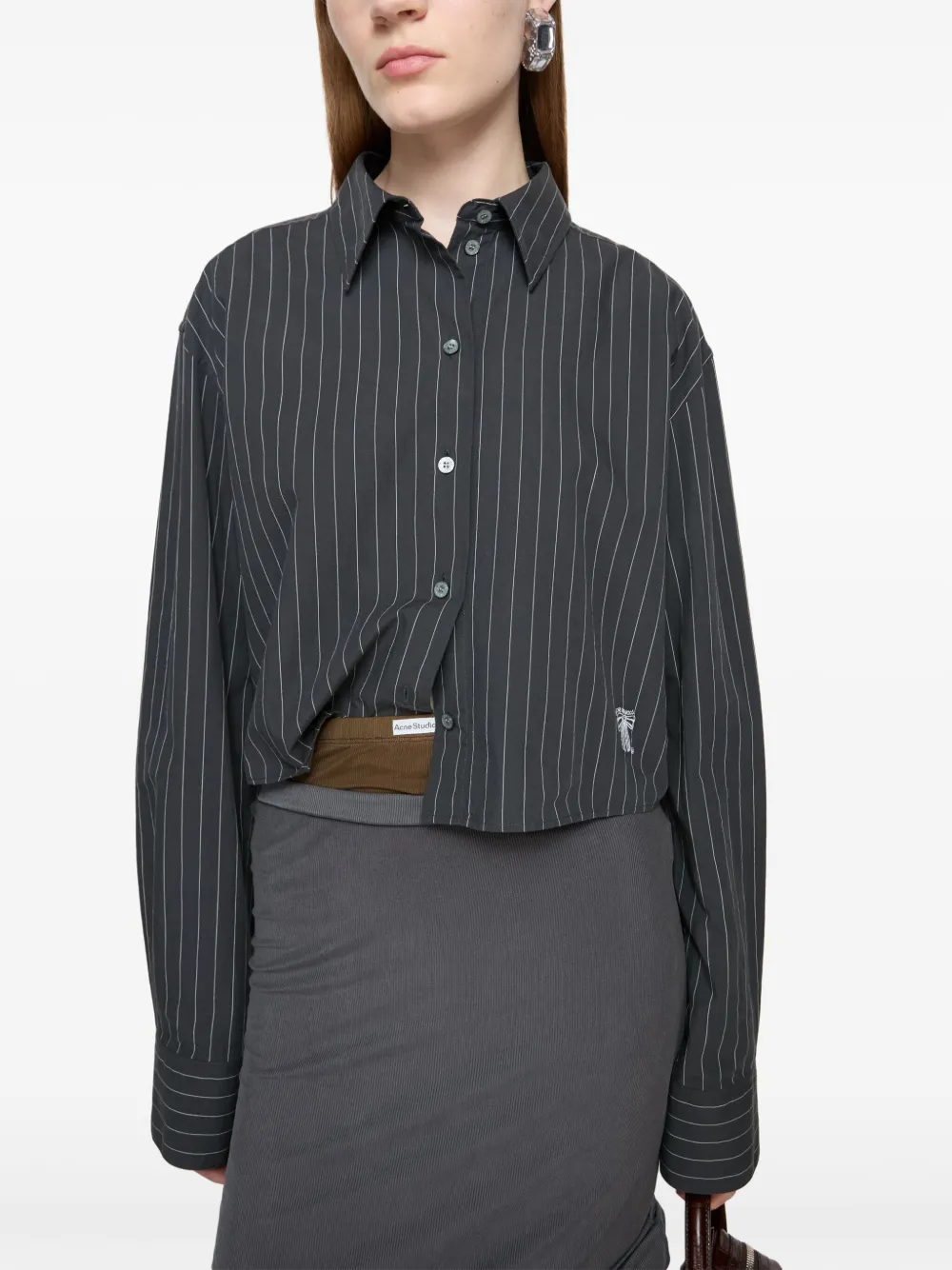 Acne Studios Blouse met jacquard en krijtstreep Zwart
