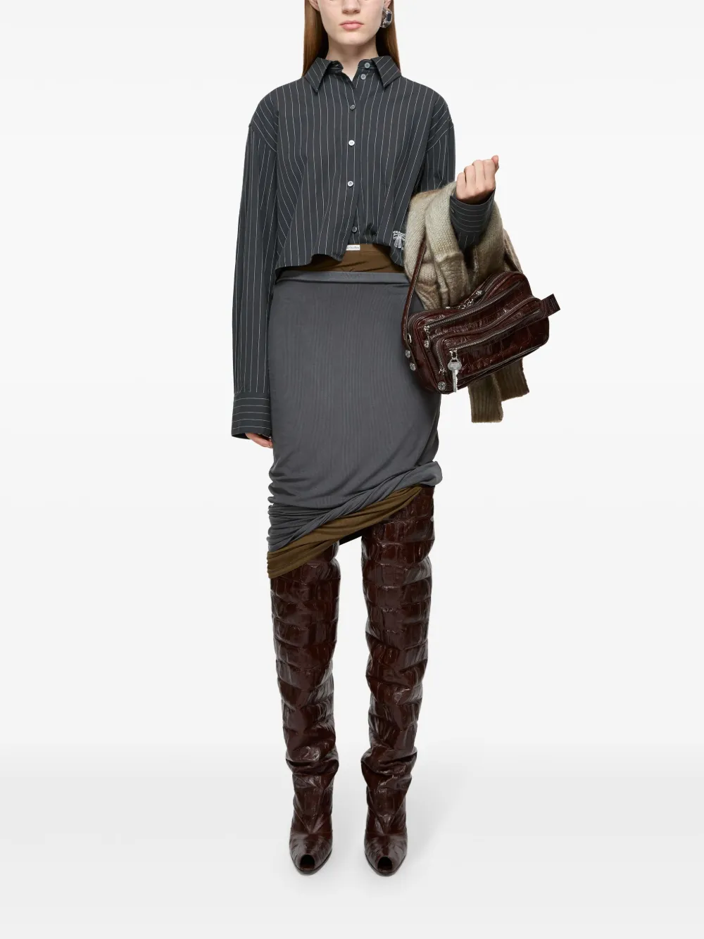 Acne Studios jacquard pinstripe shirt - Zwart