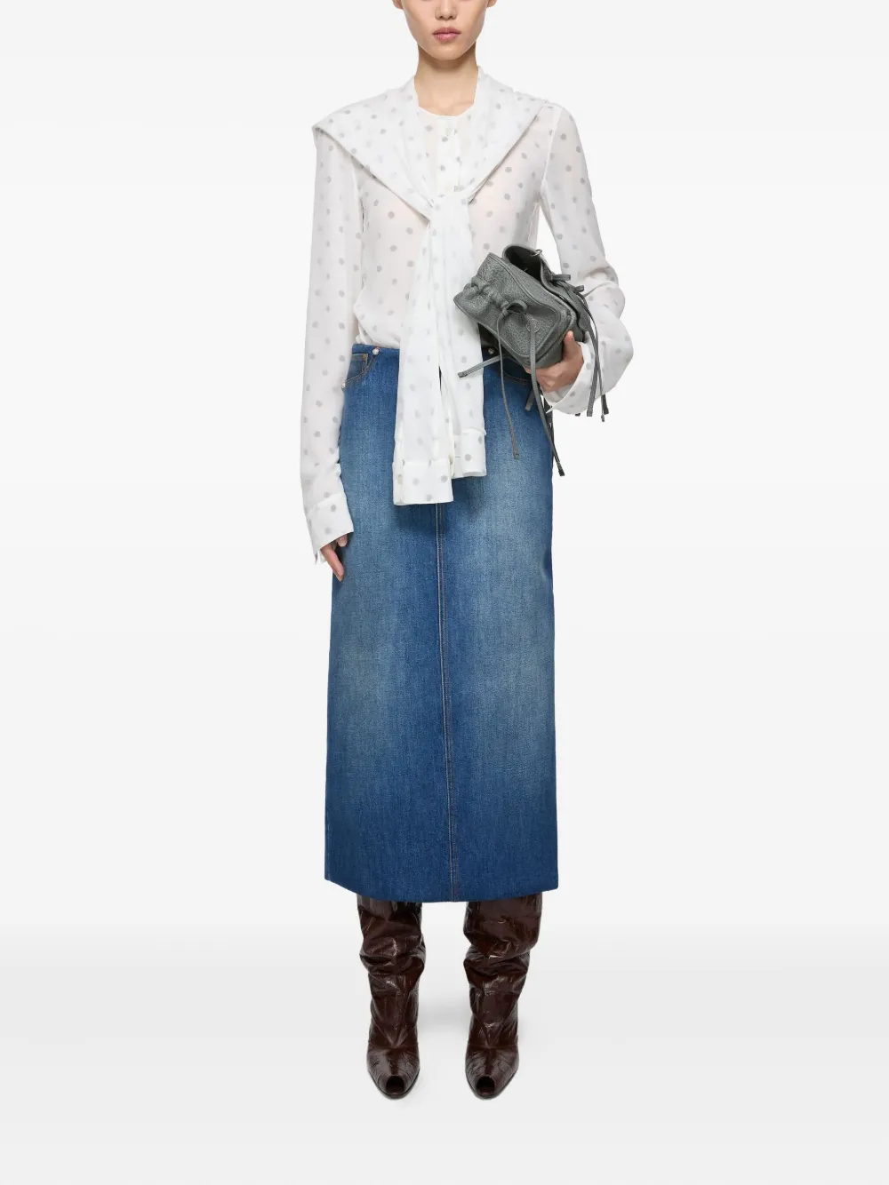 Acne Studios Gelaagde blouse met gestrikte hals - Wit