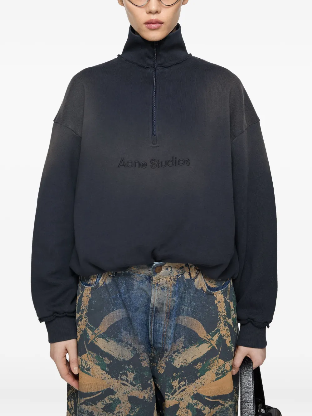 Acne Studios Logo-embroidered Sweatshirt In Blue