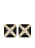 Saint Laurent crystal-embellished clip-on stud earrings - Gold