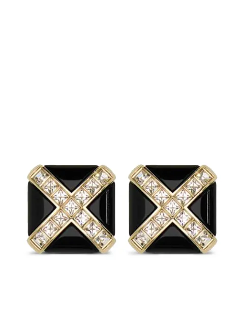Saint Laurent crystal-embellished clip-on stud earrings