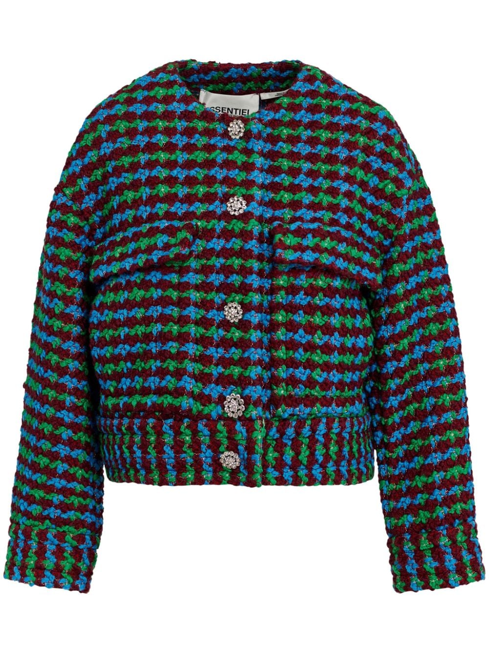 Shop Essentiel Antwerp Tweed Jacket In Green