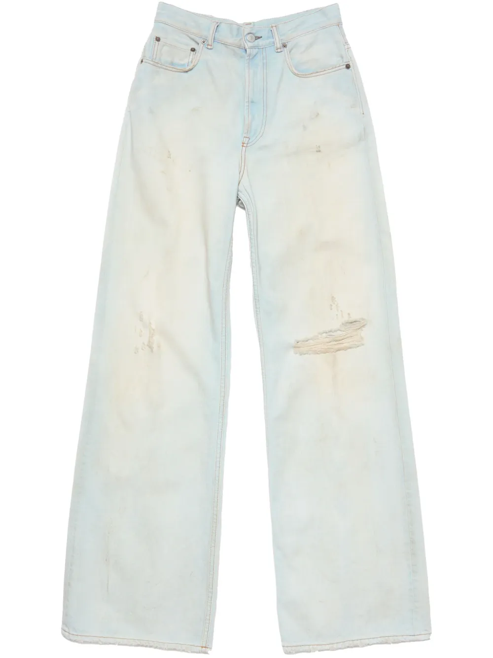 Acne Studios ダメージ リラックスフィット ジーンズ - ブルー Acne Studios ダメージ リラックスフィット ジーンズ - ブルー