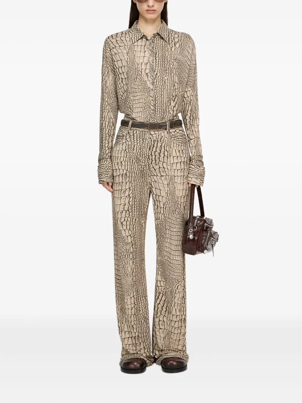 Acne Studios Riem met gegraveerd logo Bruin