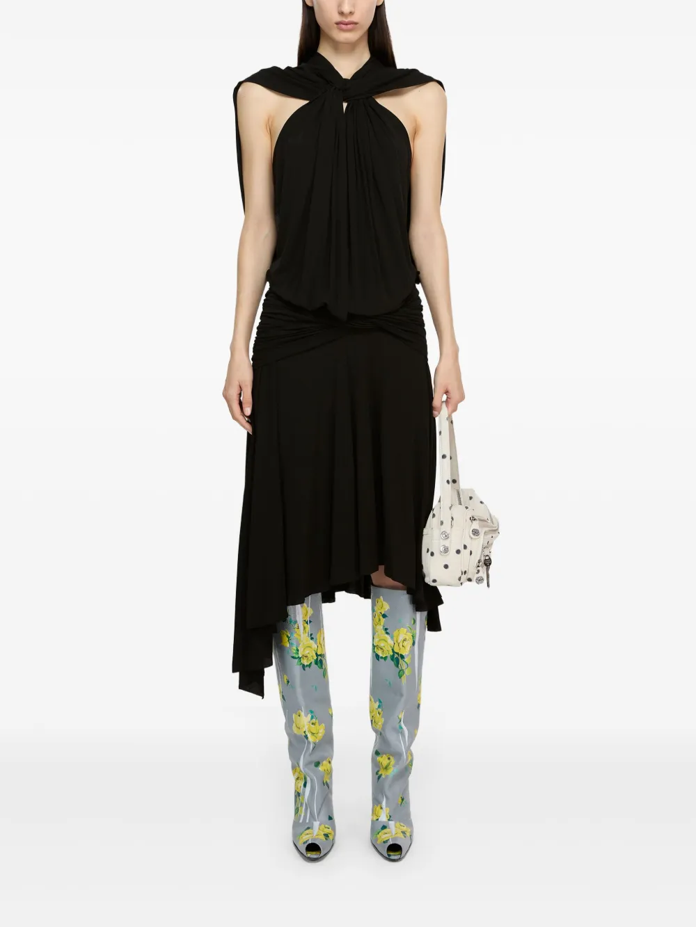 Acne Studios knot-detail midi dress - Zwart