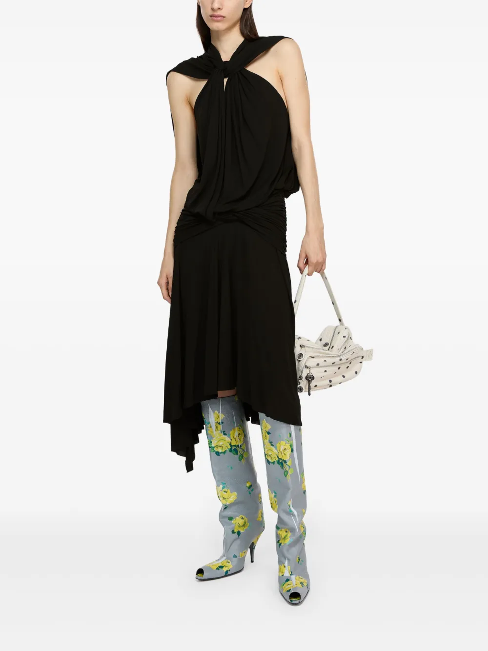 Acne Studios Midi-jurk met geknoopt detail Zwart