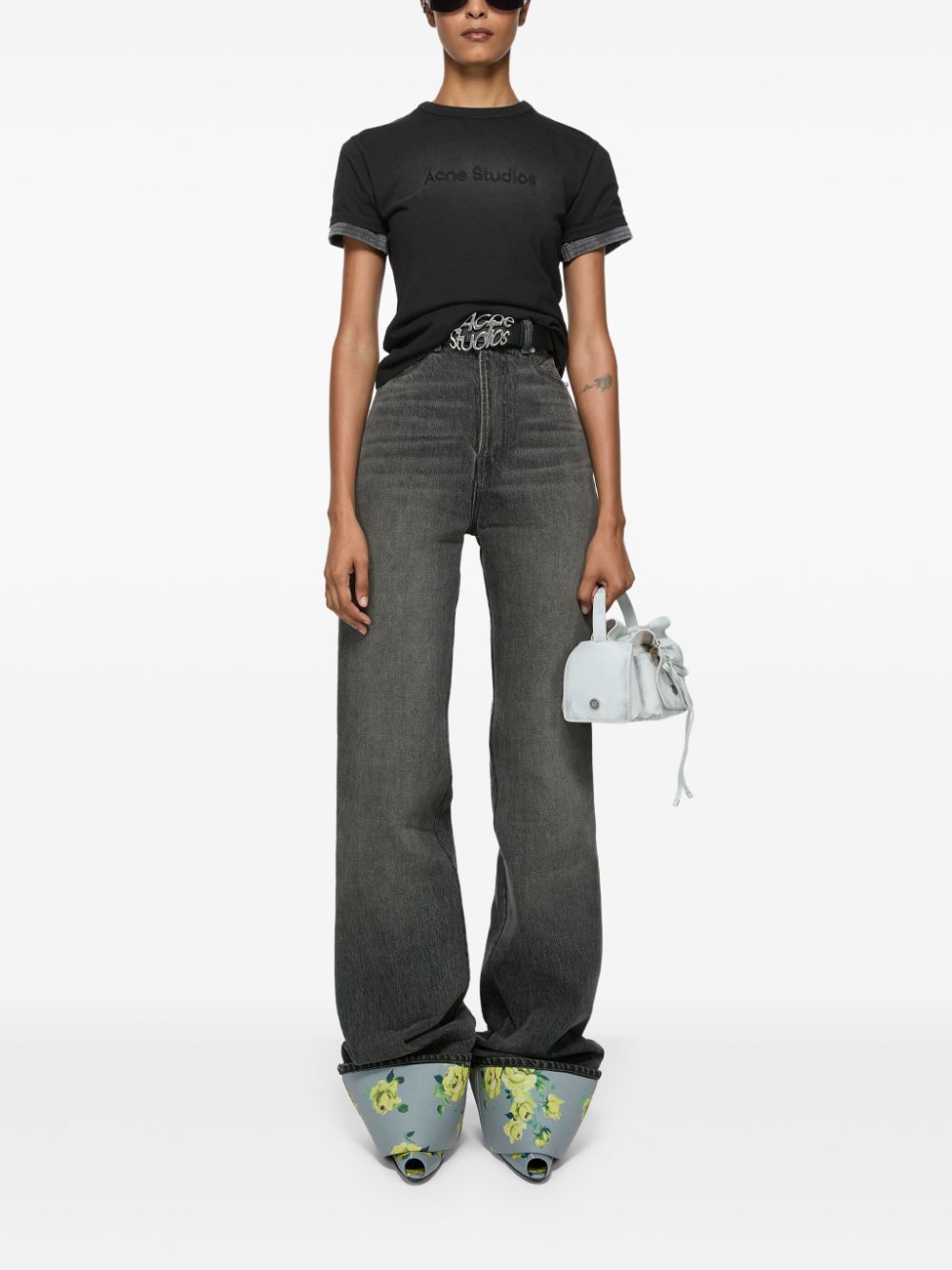 Acne Studios logo-embroidered T-shirt - Zwart