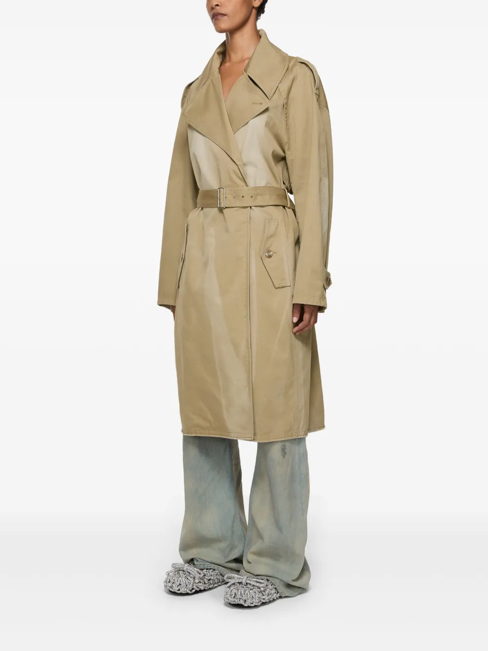 Acne Studios Trenchcoat met ceintuur Beige