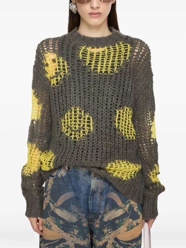 ACNE - acne studios モヘアニット　グレー Acne Studios - ぼかしロゴセーター - フェイデッドグレー