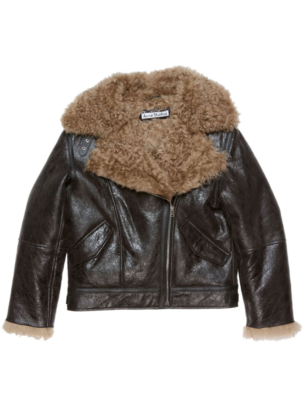 Shop Acne Studios Shearling Leather Jacket In 黑色