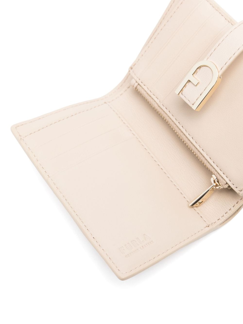 Shop Furla Flow Compact Wallet In Neutrals