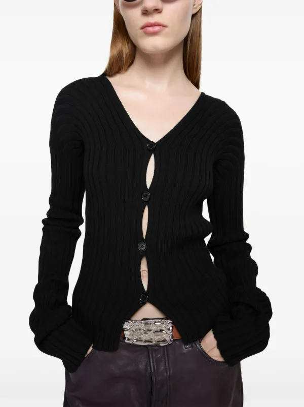 Acne Studios button-up Ribbed Cardigan | Black | FARFETCH