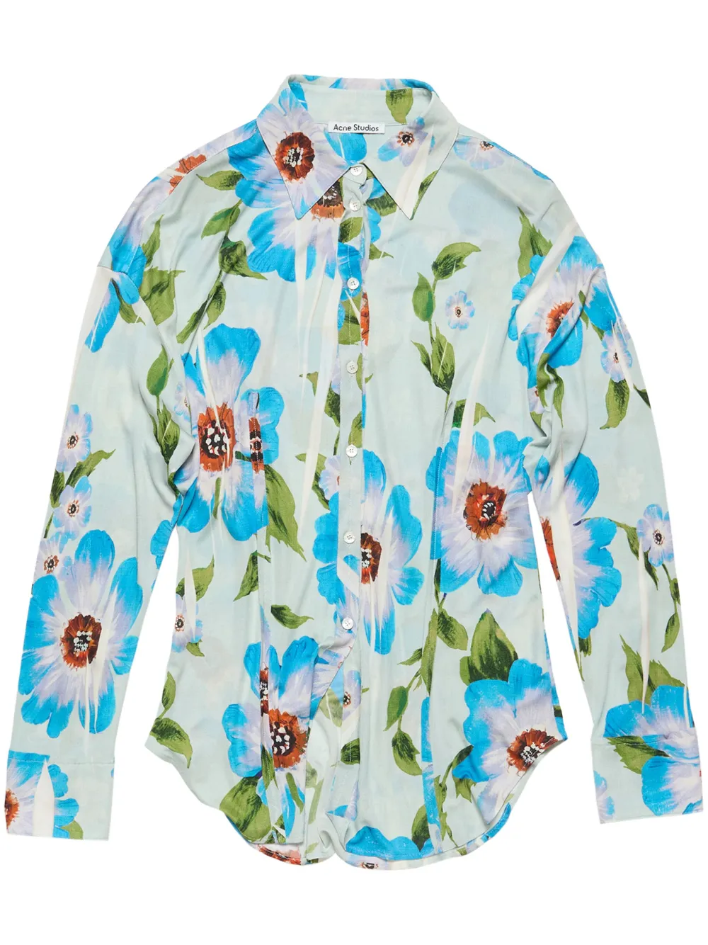Acne Studios Overhemd met bloemenprint Blauw