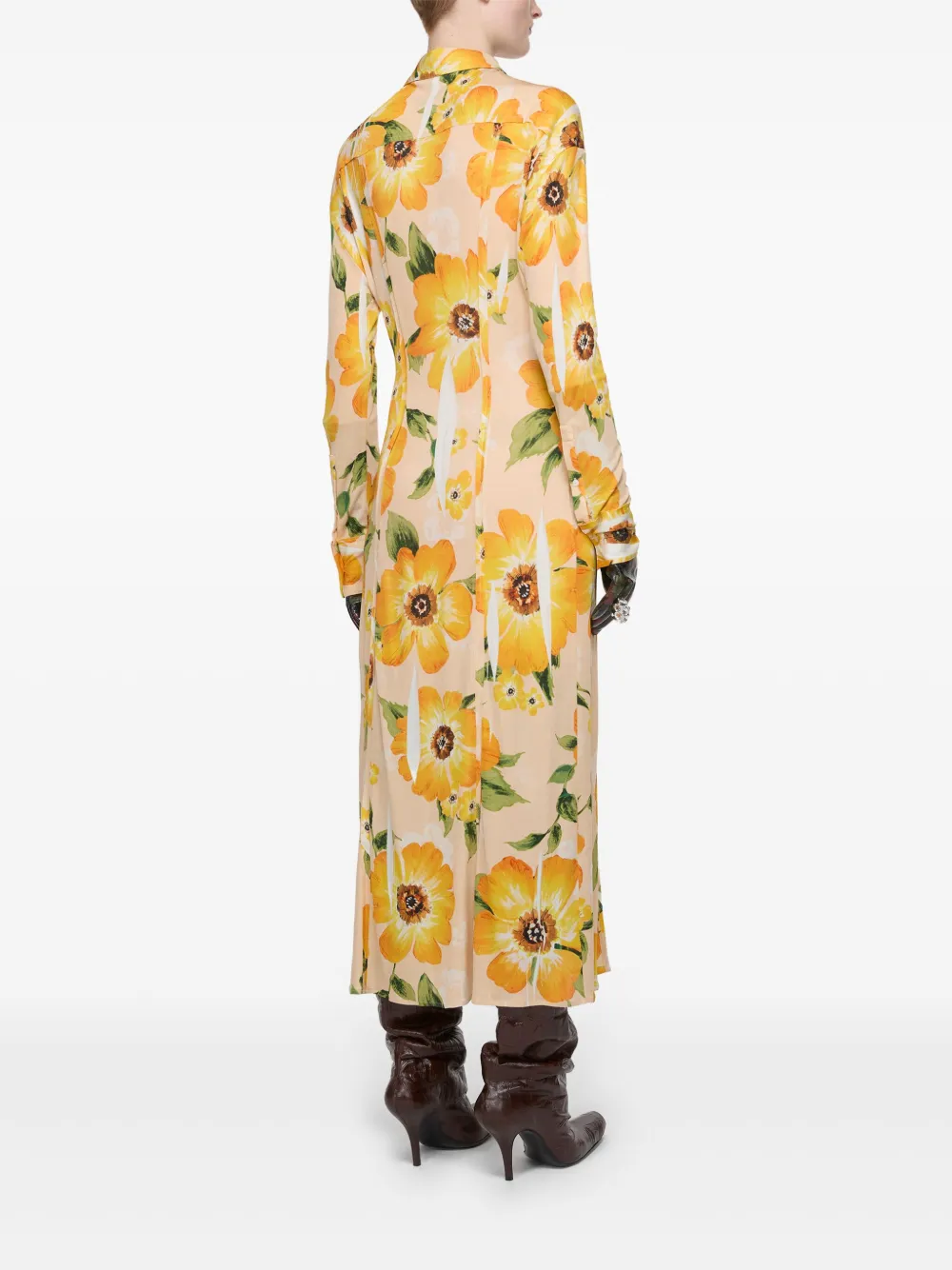 Acne Studios Midi-jurk met bloemenprint Beige