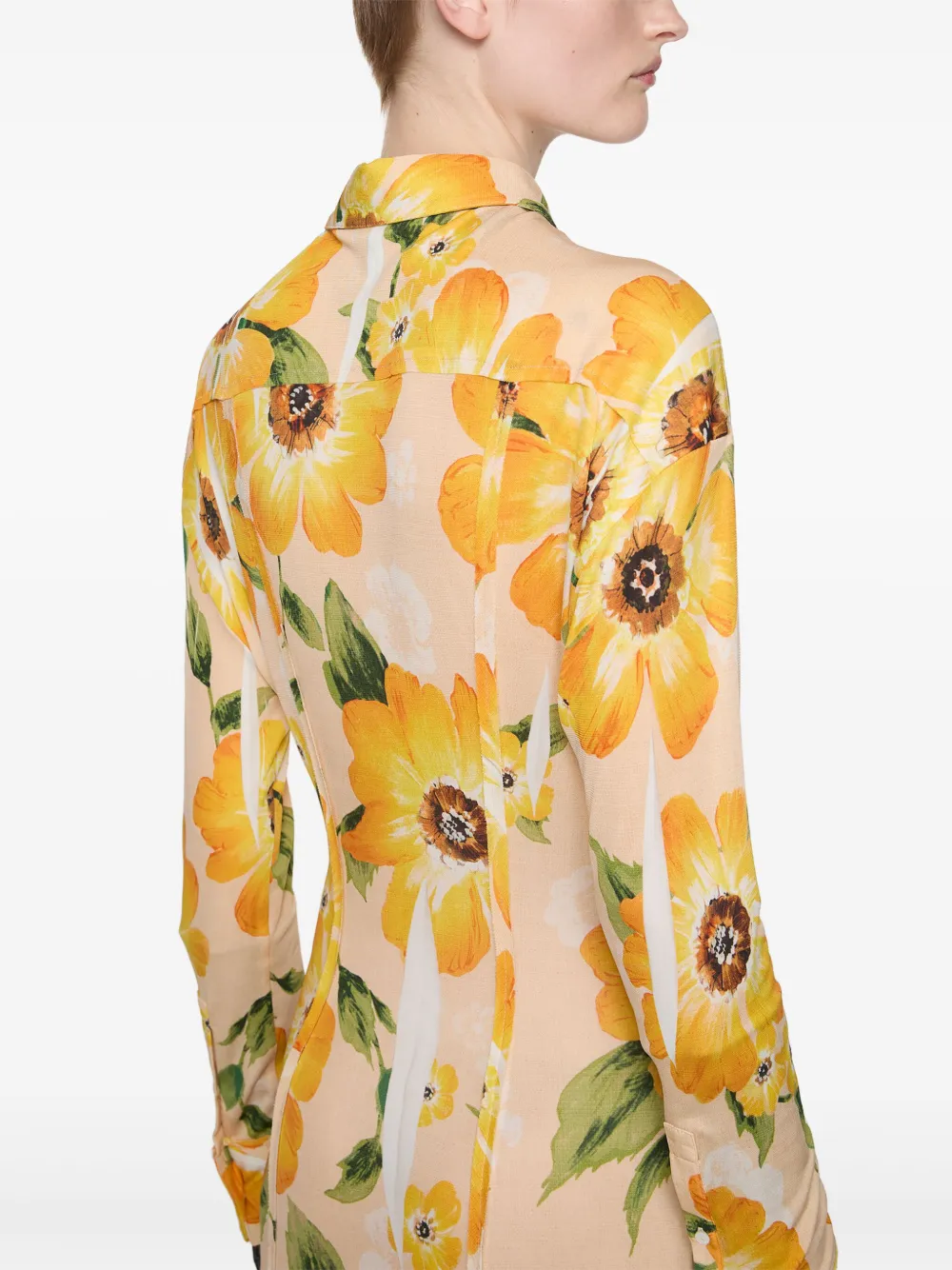 Acne Studios Midi-jurk met bloemenprint Beige