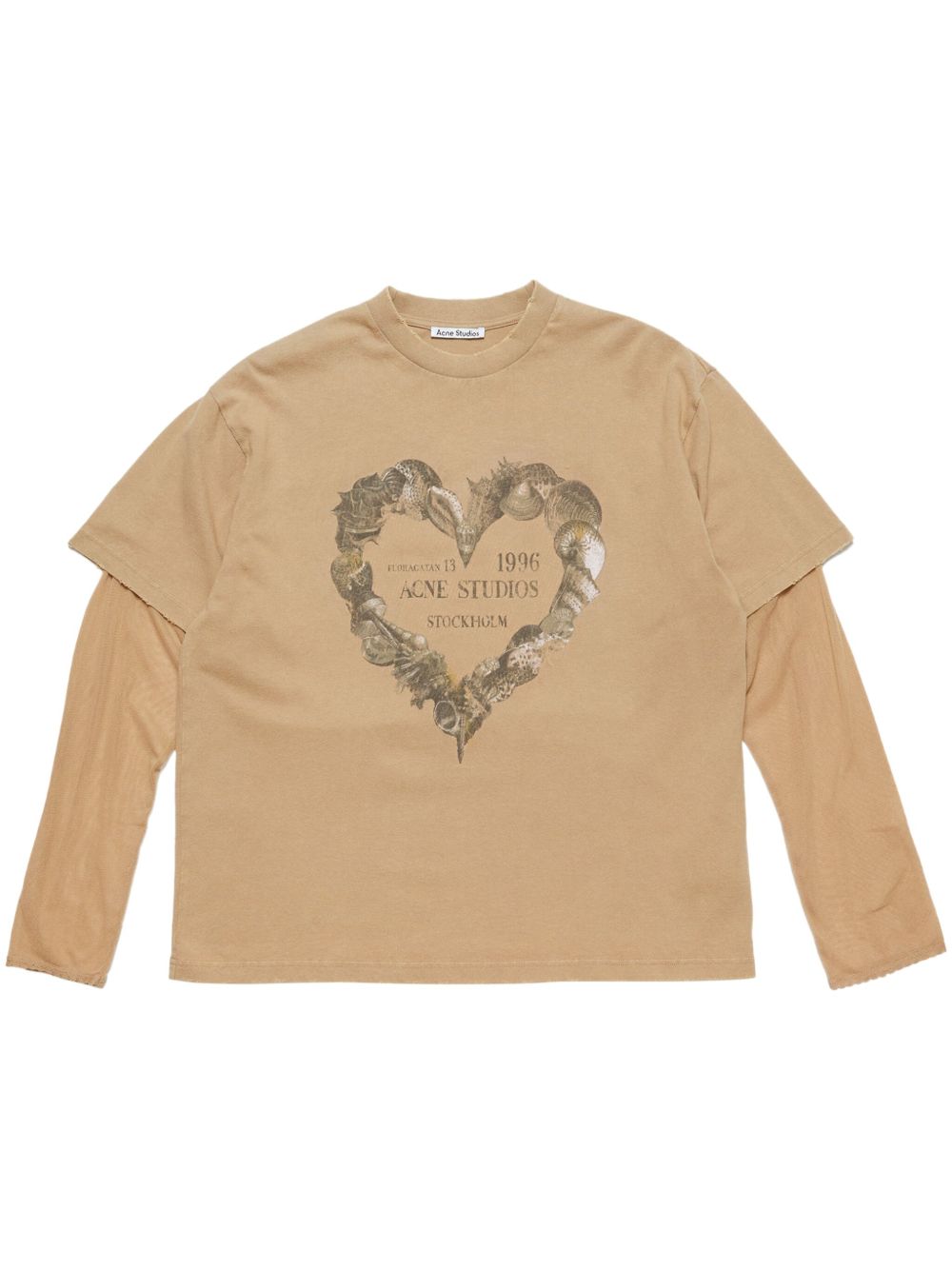 Acne Studios Gelaagd T-shirt met print Beige