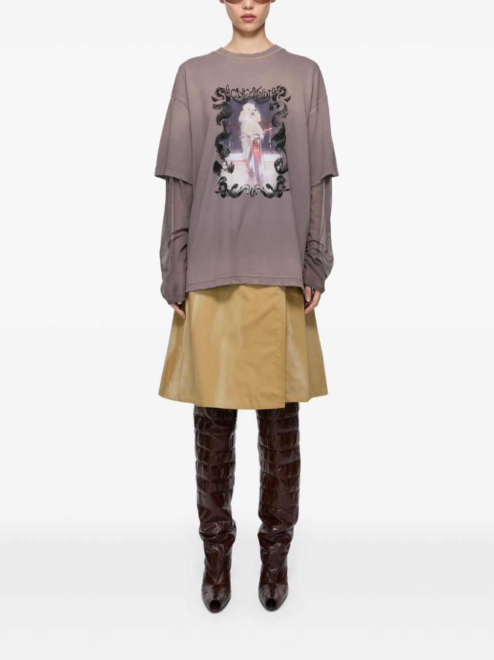 Acne Studios layered printed T-shirt - Paars