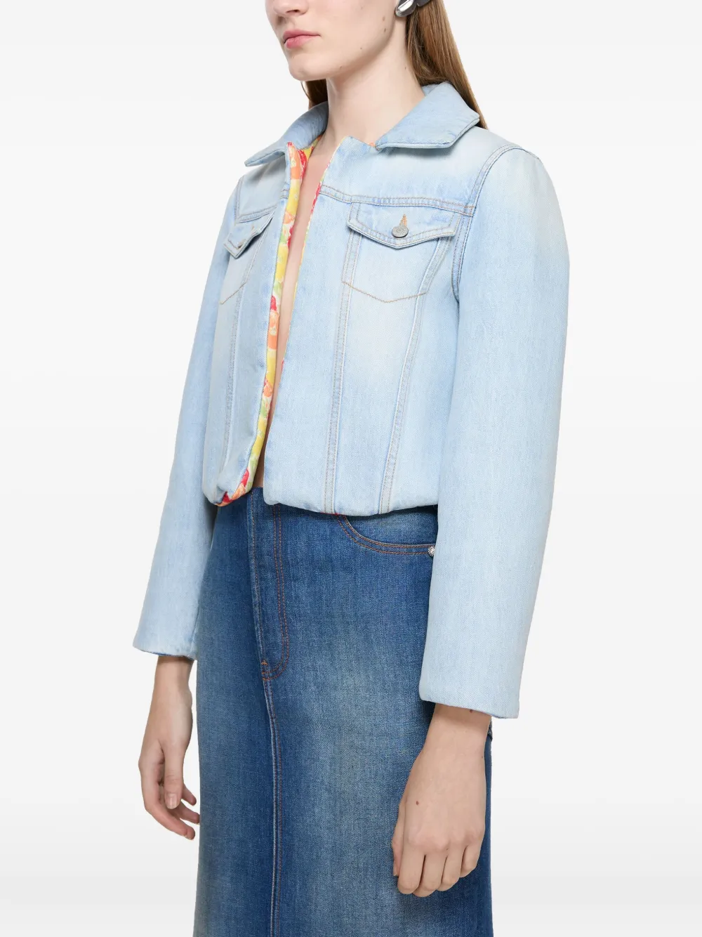 Acne Studios Denim jack met bloemenvoering Blauw