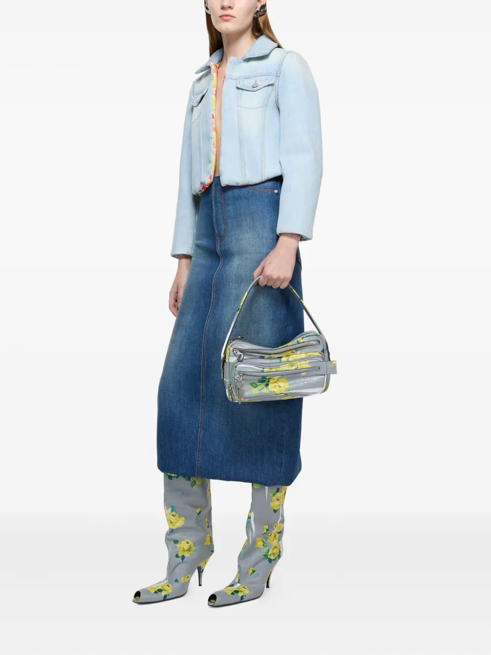 Acne Studios Denim jack met bloemenvoering Blauw
