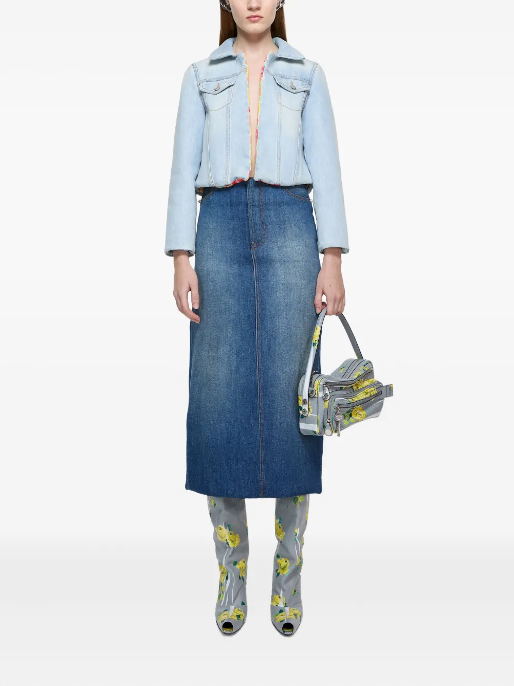 Acne Studios Denim jack met bloemenvoering Blauw