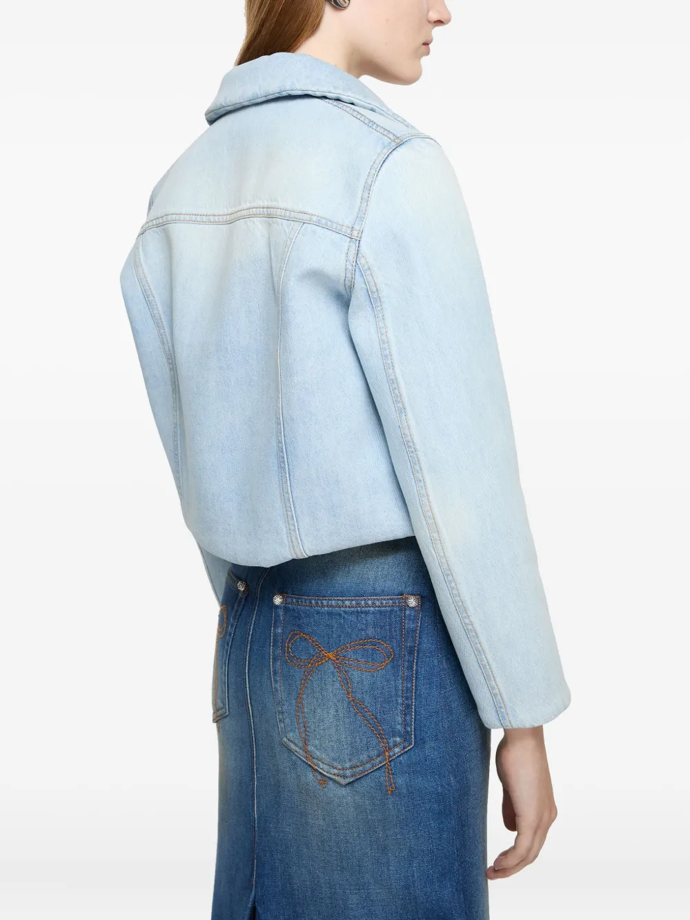 Acne Studios Denim jack met bloemenvoering Blauw