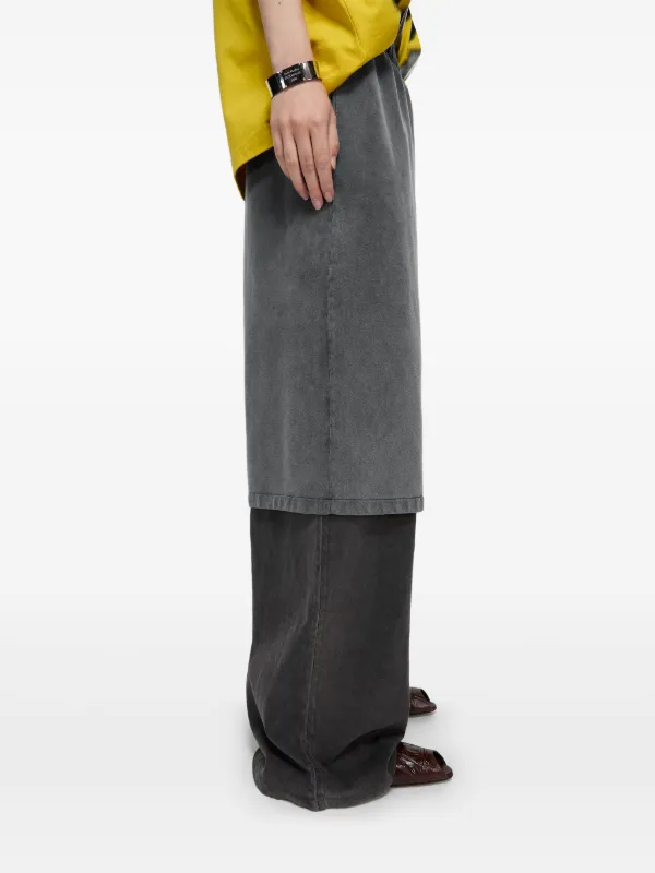【Acne Studios】プリントハイライズクレープストレートパンツ Acne Studios レイヤード パンツ | グレー | FARFETCH JP