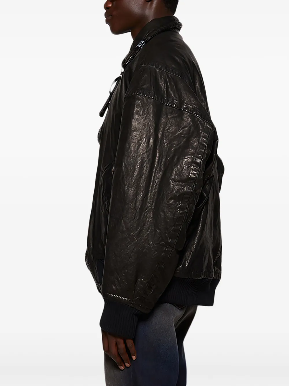 Maison MIHARA YASUHIRO x Backlash leren bomberjack Zwart