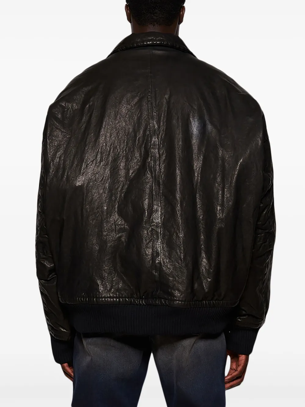 Maison MIHARA YASUHIRO x Backlash leren bomberjack Zwart