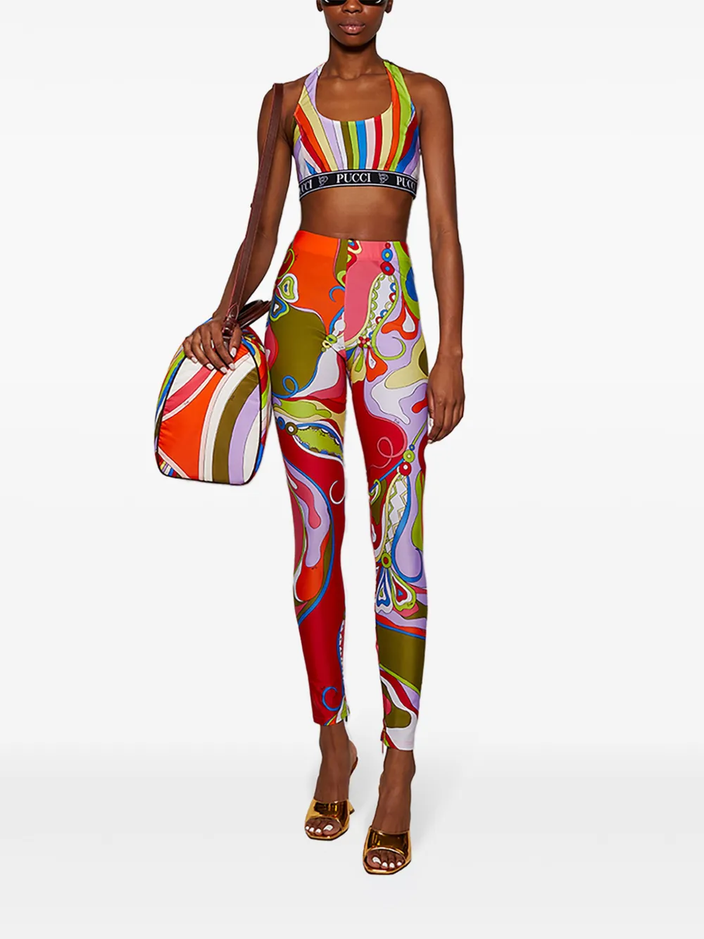 PUCCI Iride-print crop top - Geel