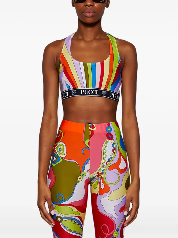 PUCCI Iride-print Crop Top | Yellow | FARFETCH