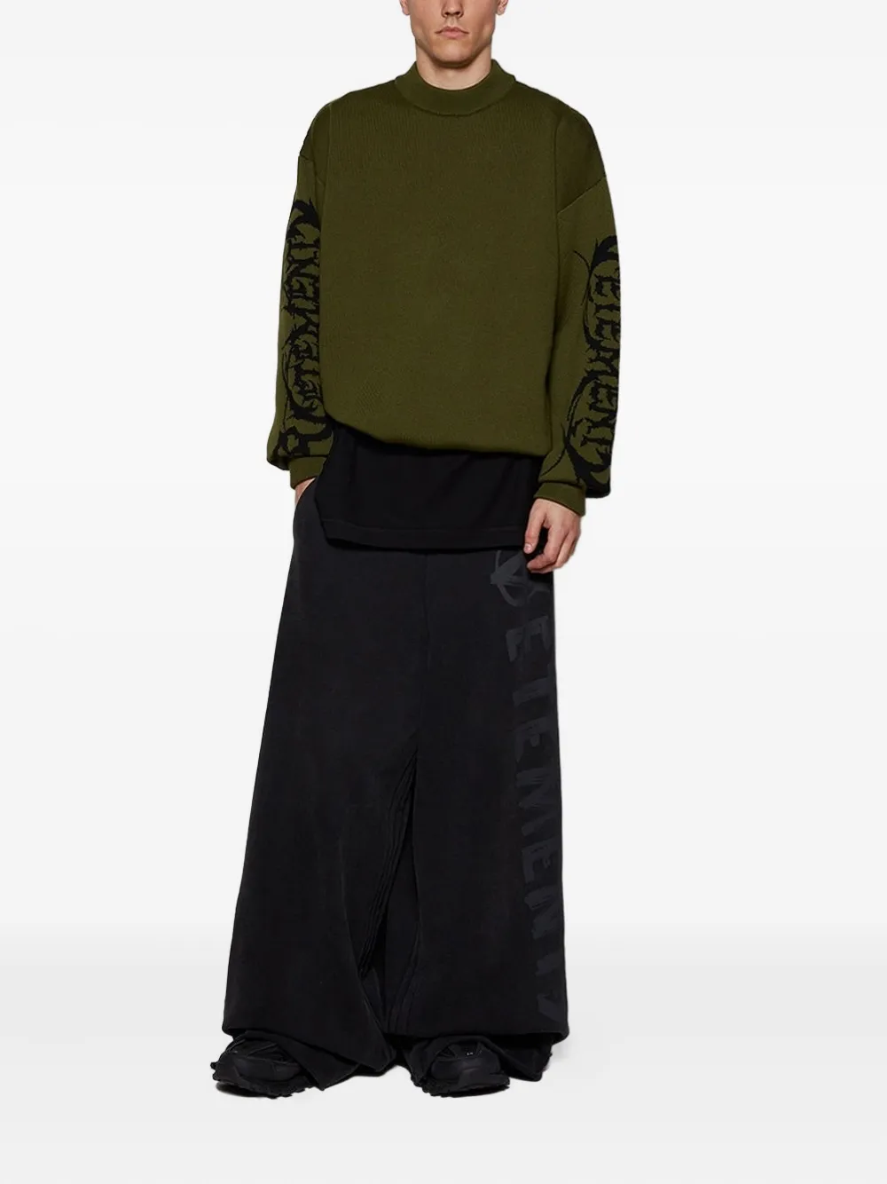 VETEMENTS Trui met logo op de mouwen - Groen