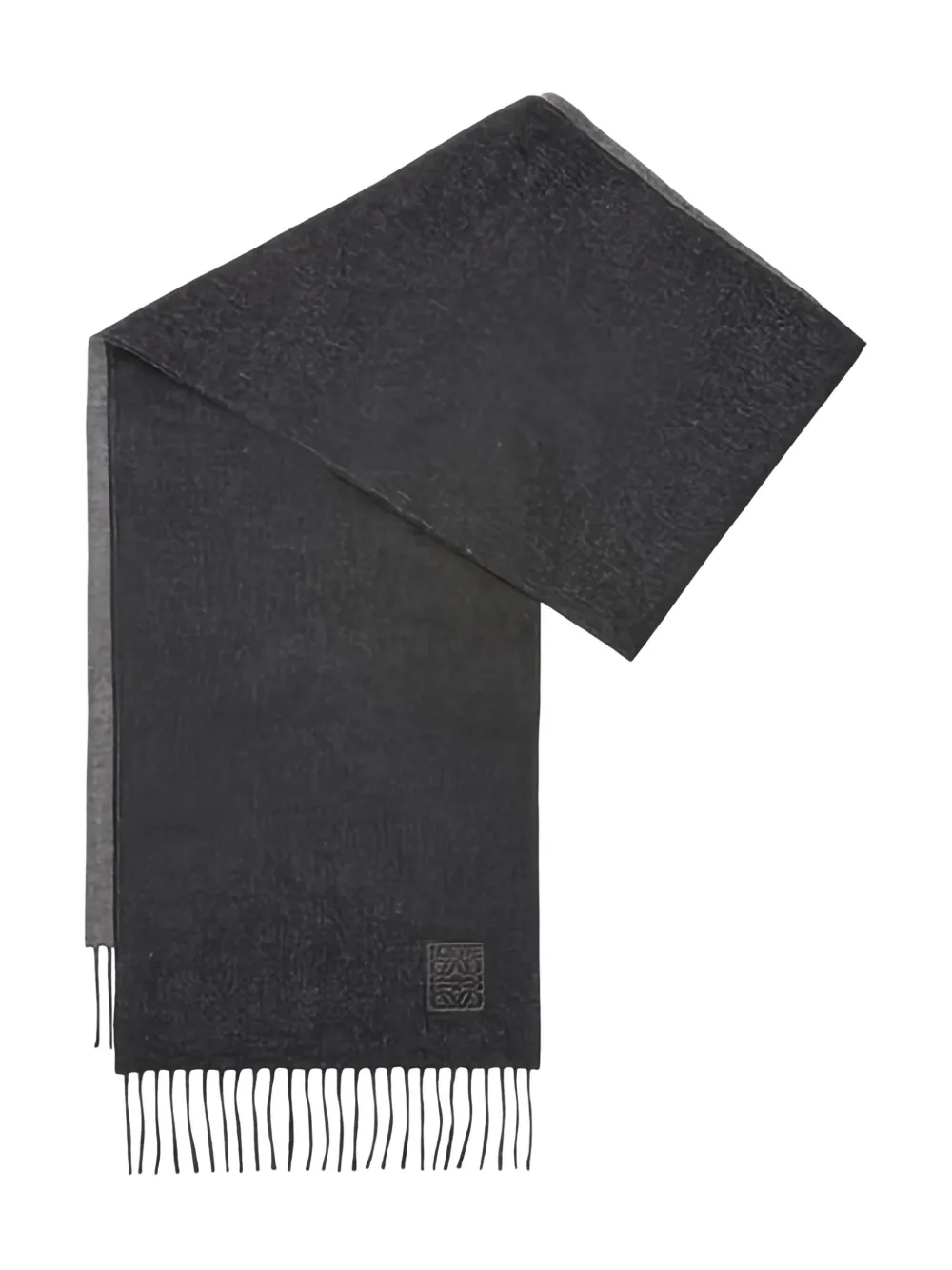 Loewe Two-tone Fringed Scarf In Gray