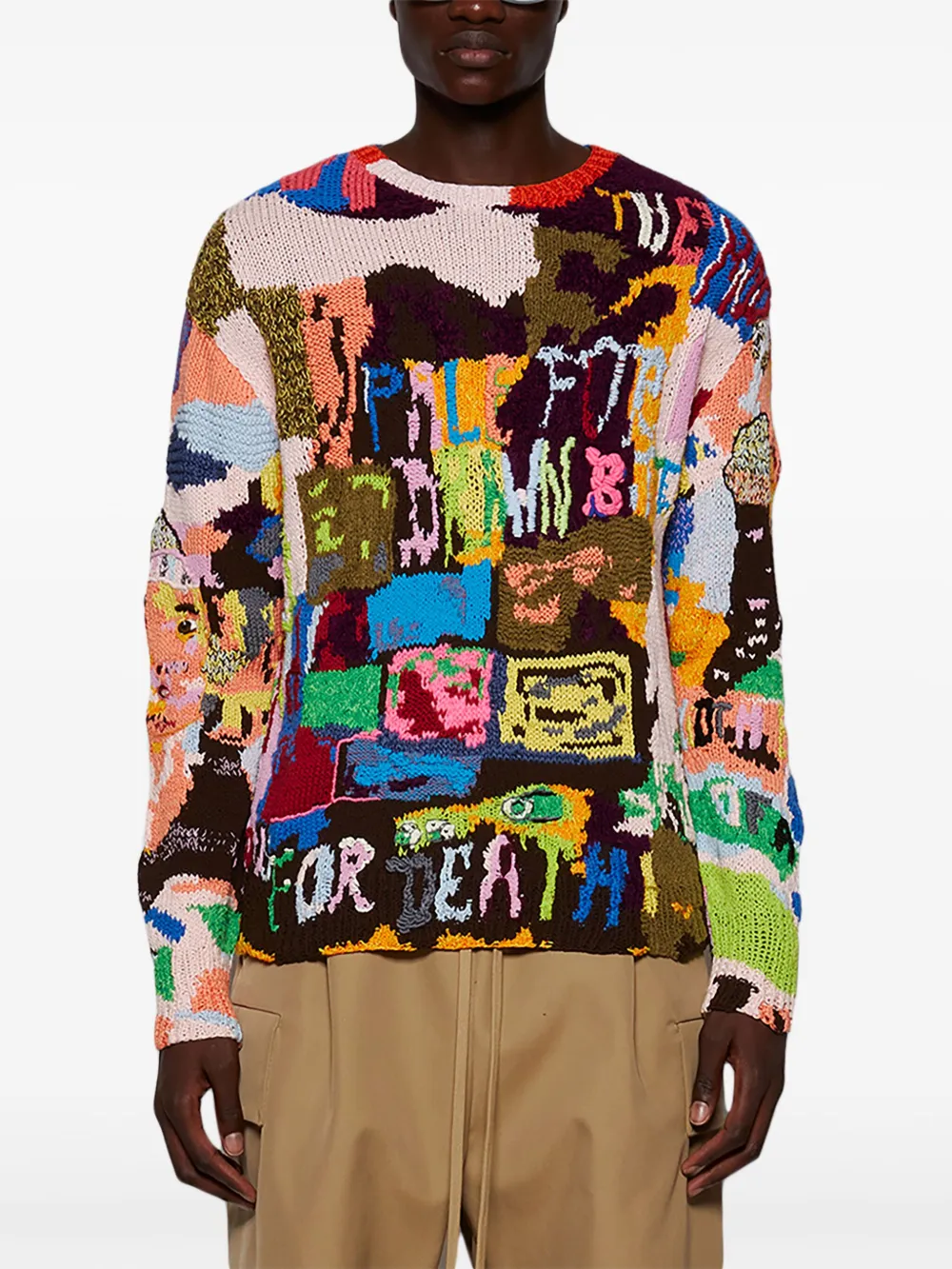 LOEWE Gebreide wollen trui met grafisch patroon Bruin