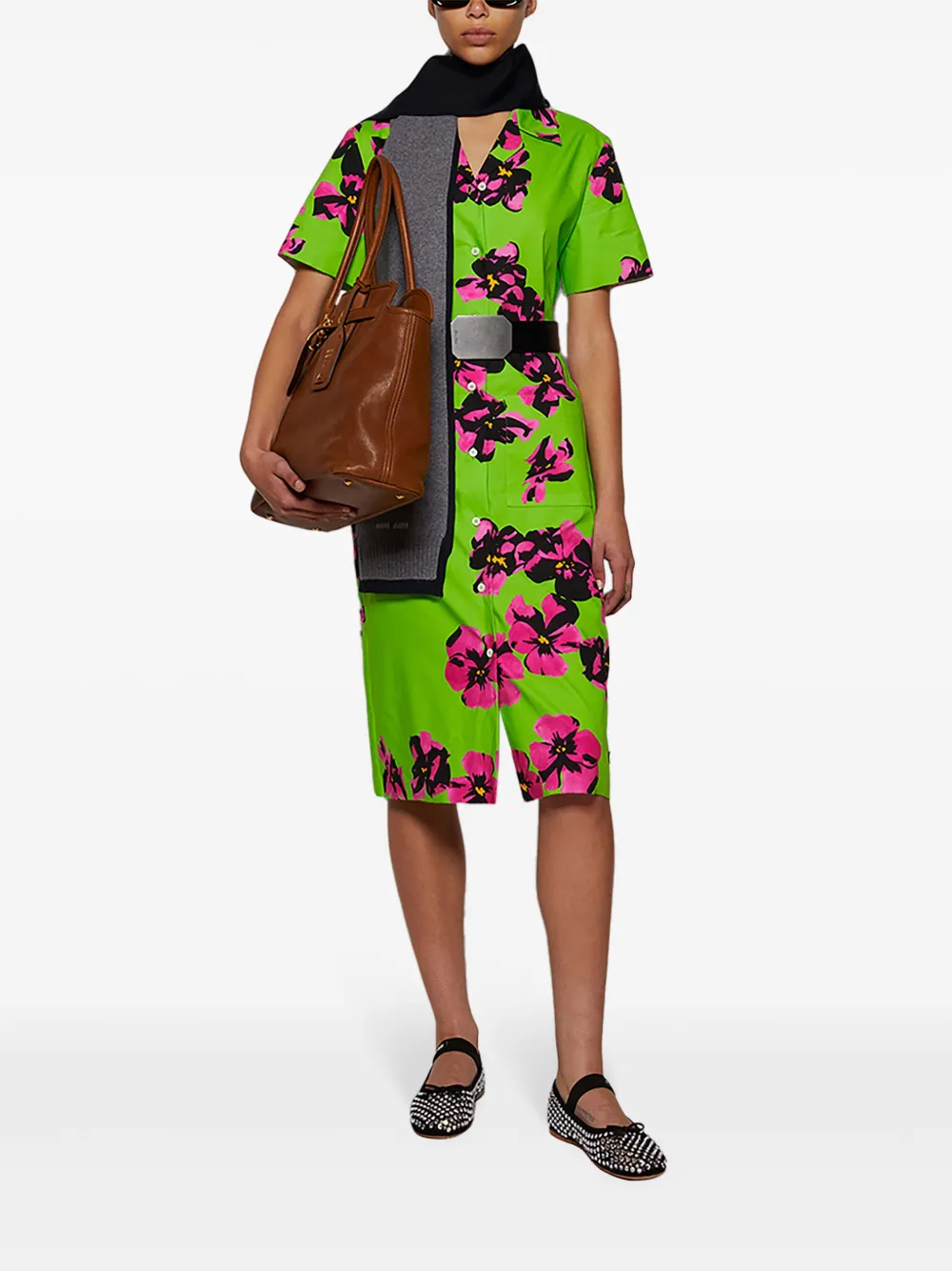 Miu Miu Logo Intarsia-knit Scarf In Gray