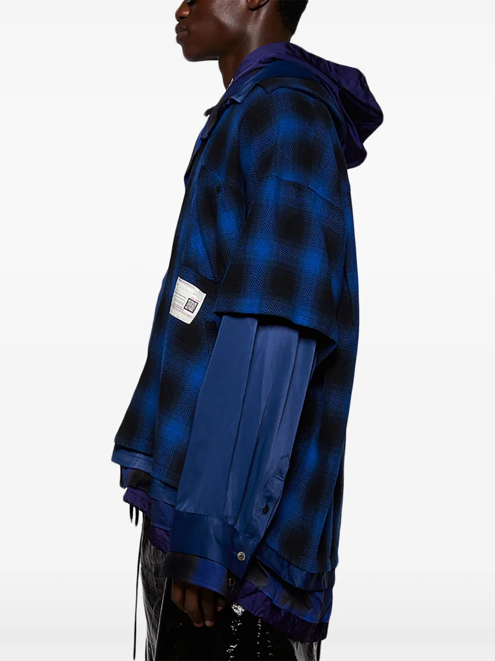 Miharayasuhiro Layered Checked-pattern Shirt In Blue