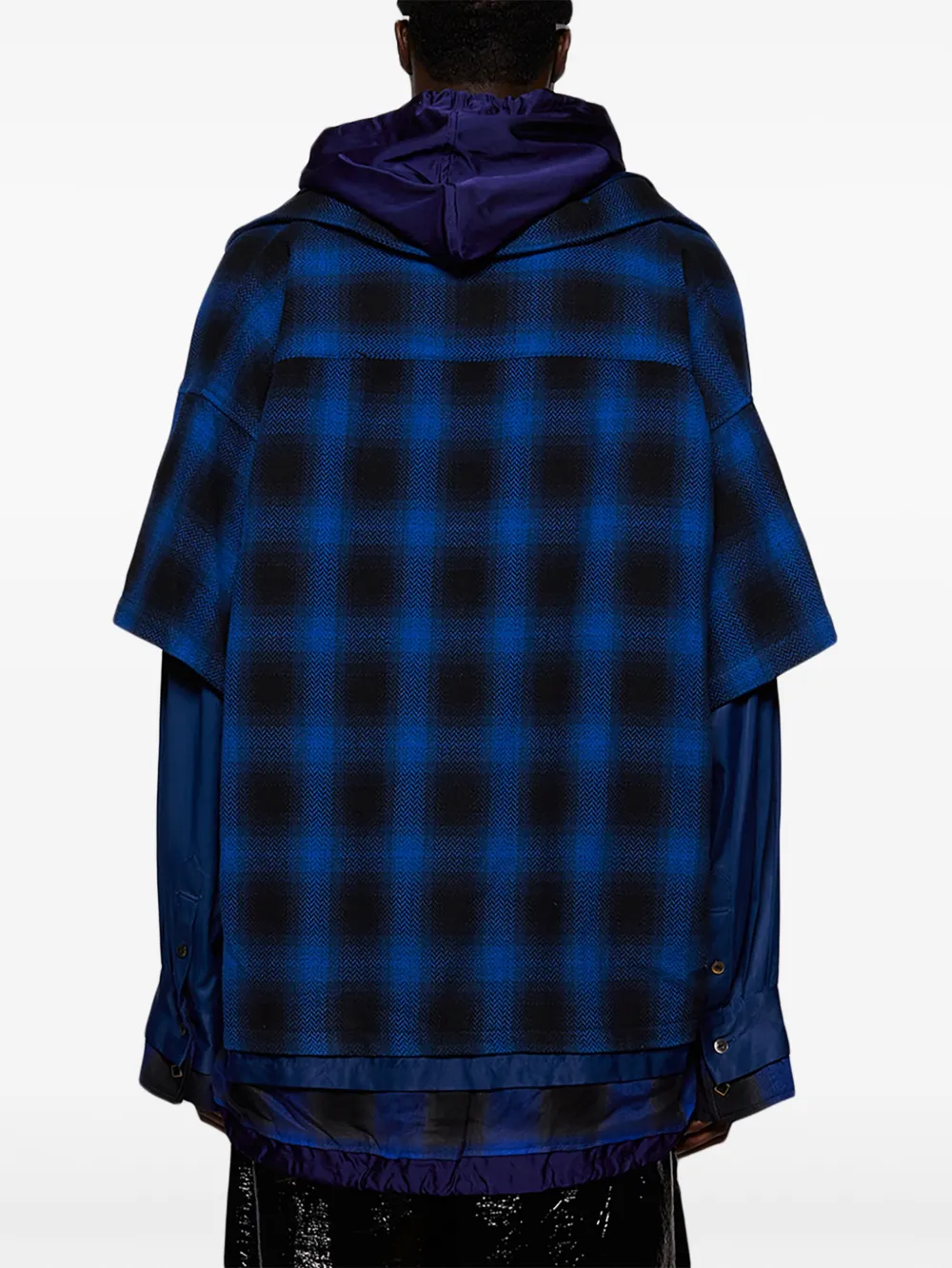 Miharayasuhiro Layered Checked-pattern Shirt In Blue