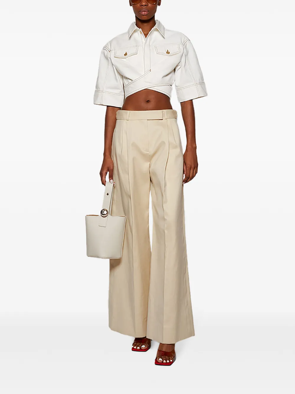 LOEWE Pebble mini bucket-tas Wit