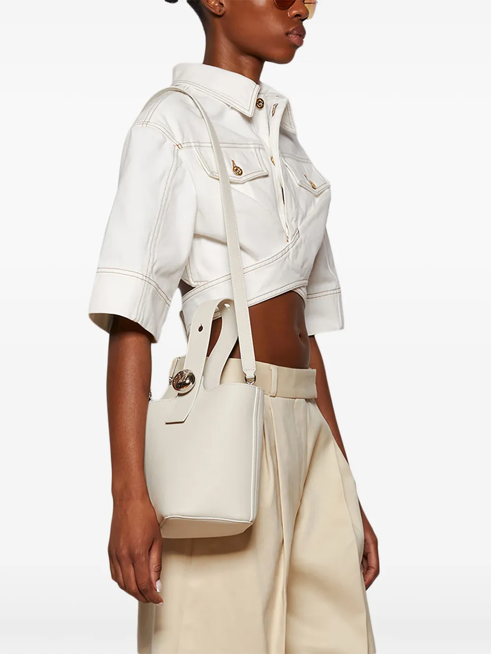 LOEWE Pebble mini bucket-tas - Wit