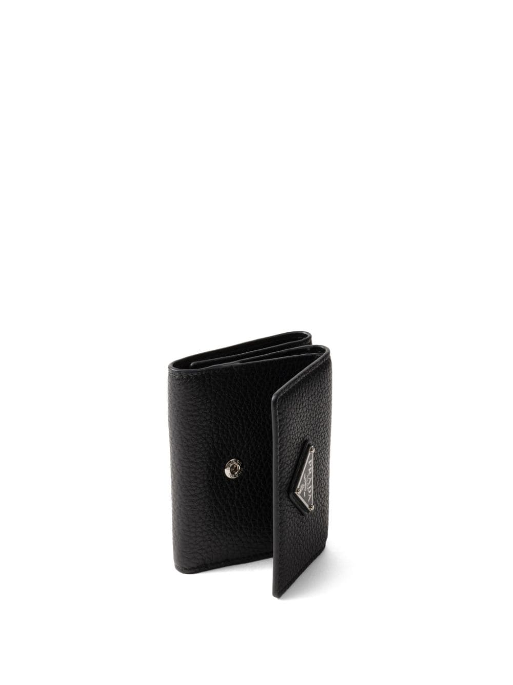 Shop Prada Enamel Triangle-logo Wallet In 黑色