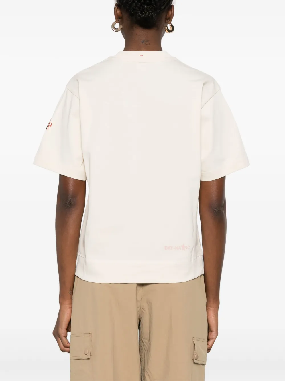 Moncler Grenoble Katoenen T-shirt met logo-reliëf Beige