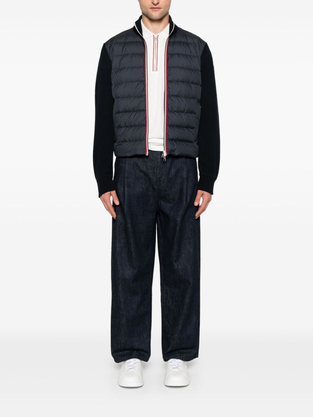 Moncler padded-panels cardigan - Blauw