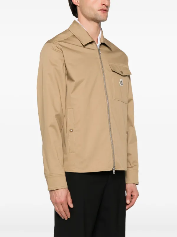 Moncler Gabardine Cotton Shirt Jacket | Neutrals | FARFETCH