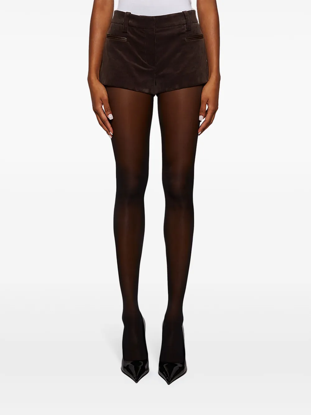 Magda Butrym Ribfluwelen shorts Bruin