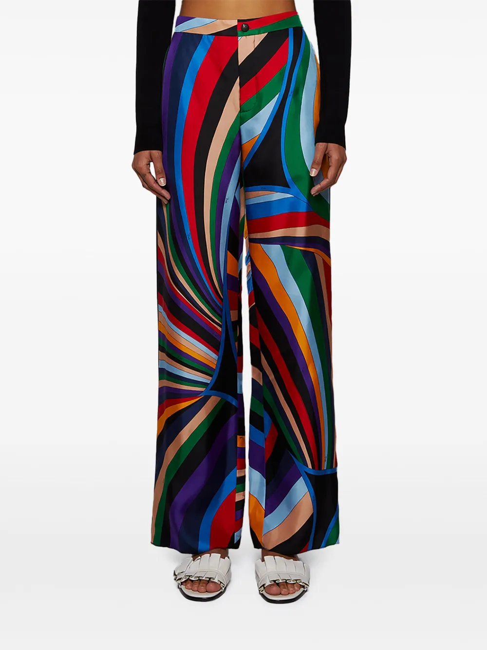 Pucci Iride-print Silk Trousers In Multi
