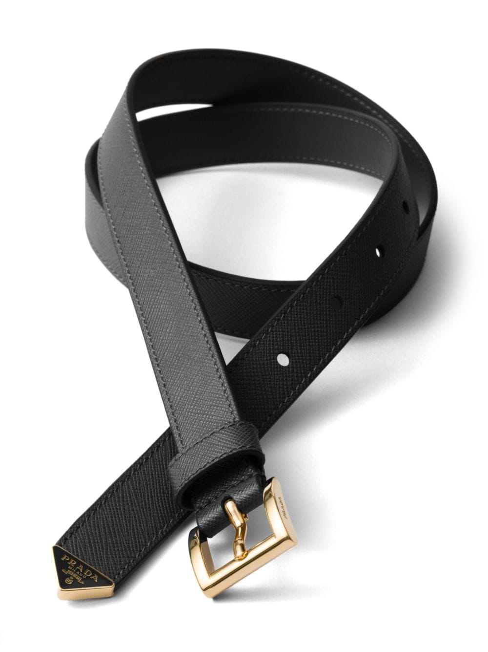 Shop Prada Saffiano Leather Belt In Black