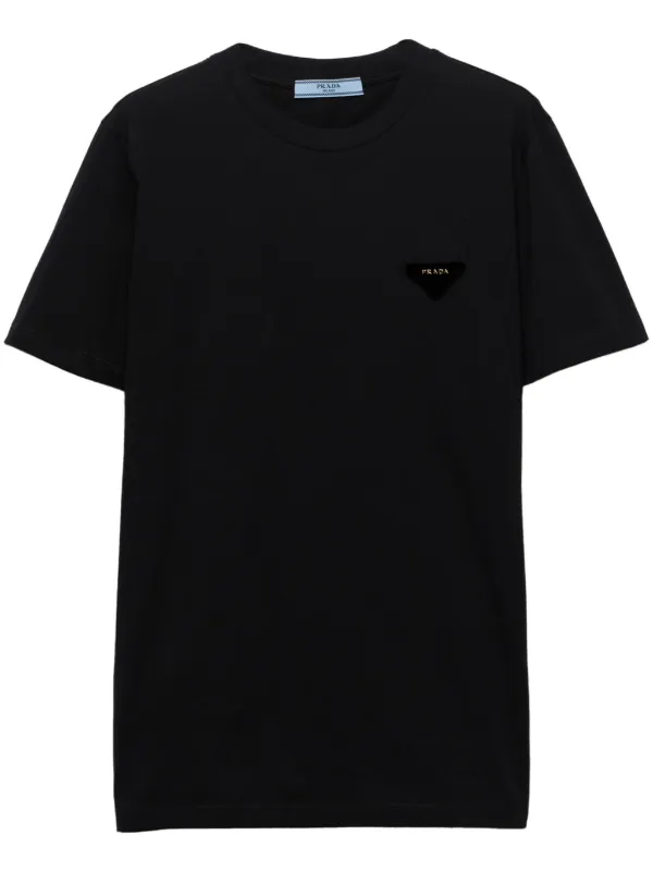 Tシャツ・カットソー PRADA BLACK T-SHIRT WITH LOGO TRIANGLE 23856869_53958406_600.jpg